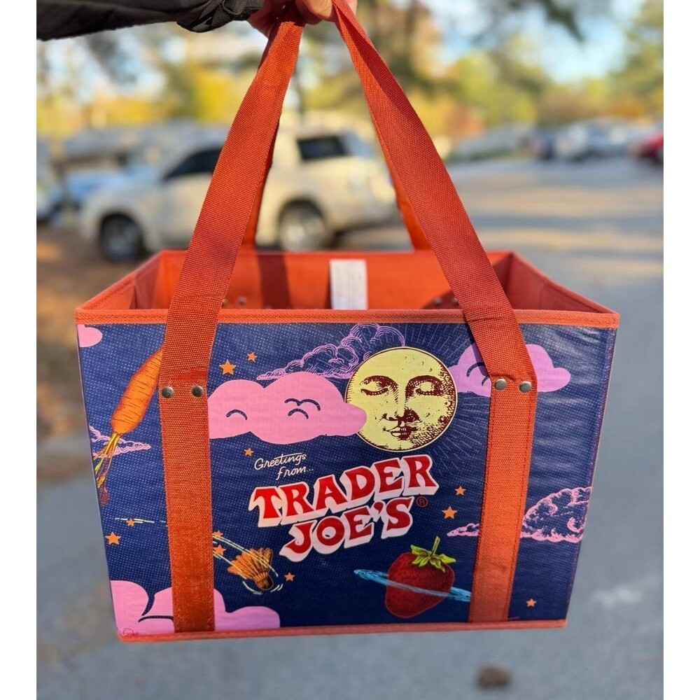 Trader Joe’s Stand up collapsible grocery tote bag NEW 2024